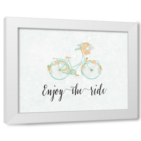 Enjoy the Ride White Modern Wood Framed Art Print by Moss, Tara