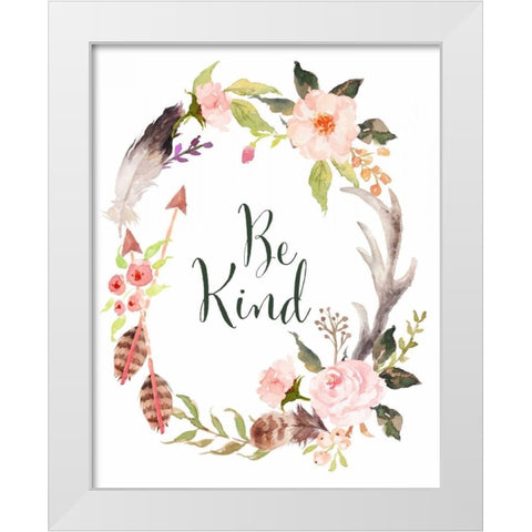Be Kind Wreath White Modern Wood Framed Art Print by Moss, Tara