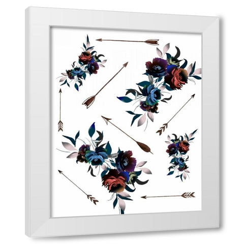 Florals and Arrows Watercolor White Modern Wood Framed Art Print by Moss, Tara