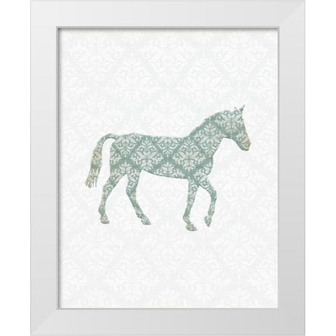 Damask Horse White Modern Wood Framed Art Print by Moss, Tara