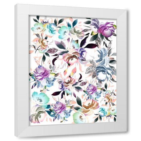 Floral Watercolor Collage White Modern Wood Framed Art Print by Moss, Tara
