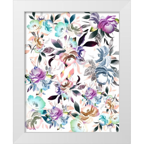 Floral Watercolor Collage White Modern Wood Framed Art Print by Moss, Tara
