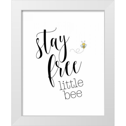 Stay Free Little Bee White Modern Wood Framed Art Print by Moss, Tara