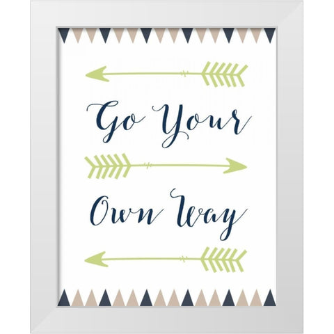 Go Your Own Way Cursive White Modern Wood Framed Art Print by Moss, Tara