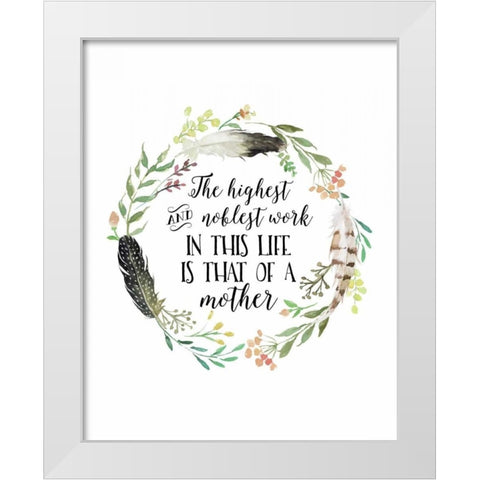 Mother Quote Wreath White Modern Wood Framed Art Print by Moss, Tara