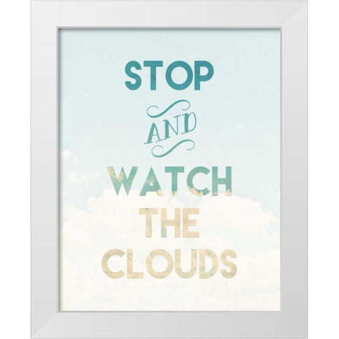 Watch the Clouds White Modern Wood Framed Art Print by Moss, Tara