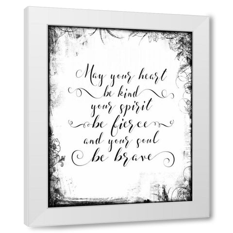 Kind Fierce Brave with Border White Modern Wood Framed Art Print by Moss, Tara