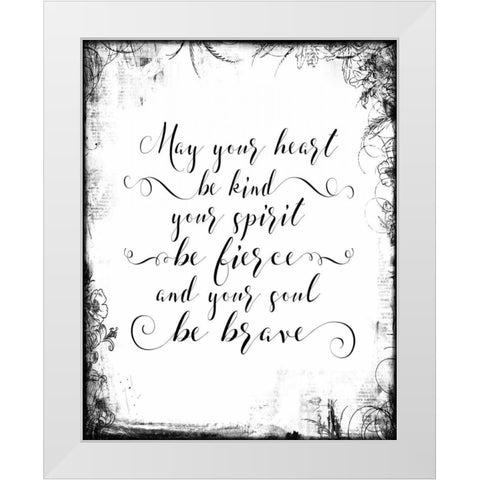 Kind Fierce Brave with Border White Modern Wood Framed Art Print by Moss, Tara