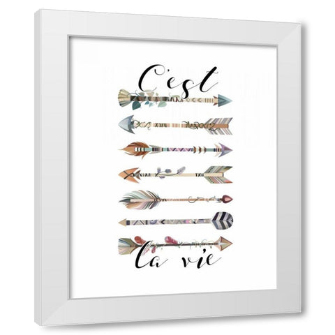 Cest La Vie Arrows White Modern Wood Framed Art Print by Moss, Tara