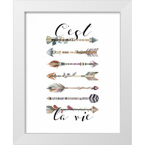 Cest La Vie Arrows White Modern Wood Framed Art Print by Moss, Tara