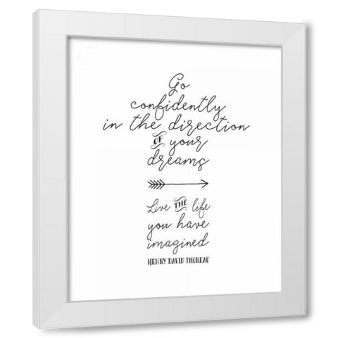 Go Confidently Arrow White Modern Wood Framed Art Print by Moss, Tara