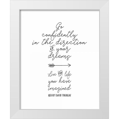 Go Confidently Arrow White Modern Wood Framed Art Print by Moss, Tara