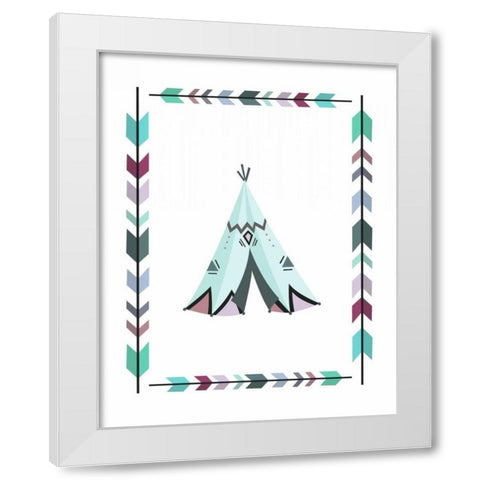 Teepee Teal and Purple White Modern Wood Framed Art Print by Moss, Tara