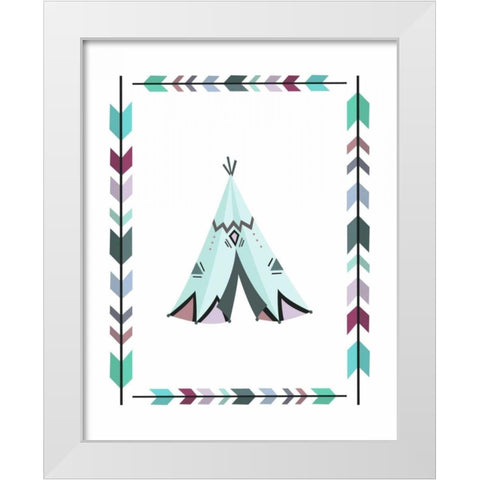 Teepee Teal and Purple White Modern Wood Framed Art Print by Moss, Tara
