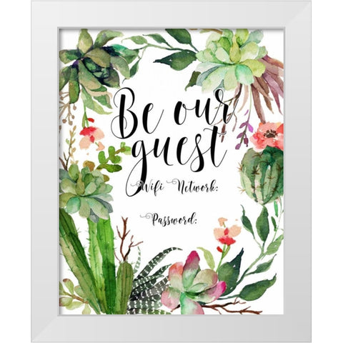 Be Our Guest Wifi White Modern Wood Framed Art Print by Moss, Tara