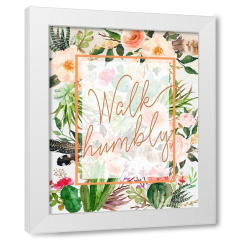 Walk Humbly White Modern Wood Framed Art Print by Moss, Tara
