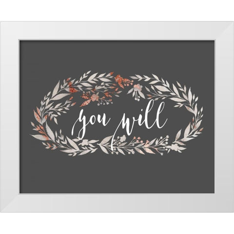You Will Wreath White Modern Wood Framed Art Print by Moss, Tara