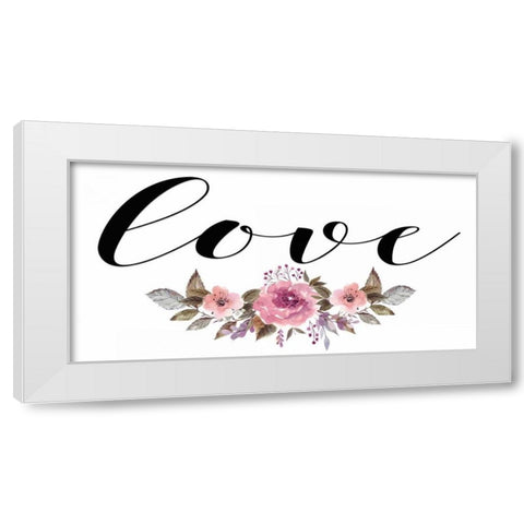 Love with Floral Horizontal White Modern Wood Framed Art Print by Moss, Tara