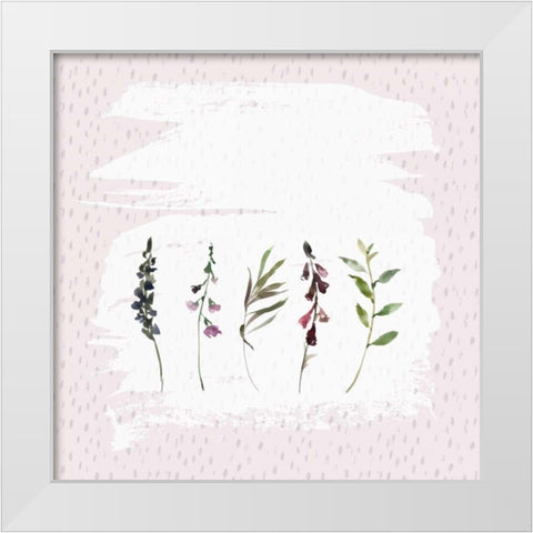 Florals on Grunge Square White Modern Wood Framed Art Print by Moss, Tara