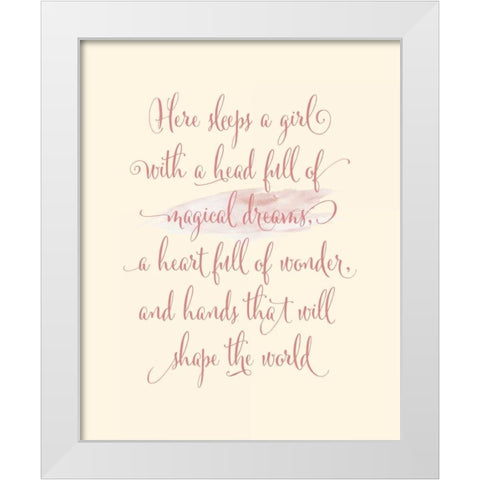 Here Sleeps a Girl White Modern Wood Framed Art Print by Moss, Tara