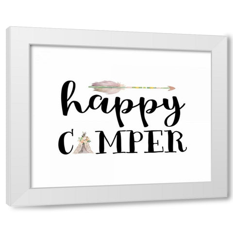 Happy Camper I White Modern Wood Framed Art Print by Moss, Tara