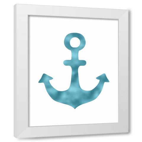 Blue Foil Anchor White Modern Wood Framed Art Print by Moss, Tara