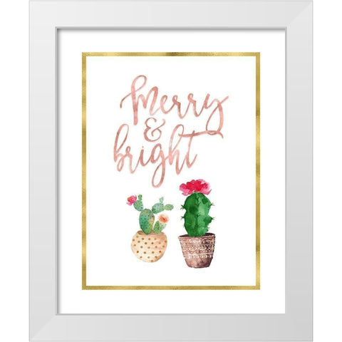 Merry and Bright Succulent White Modern Wood Framed Art Print by Moss, Tara