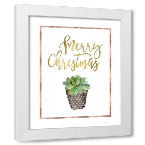 Merry Christmas Succulent White Modern Wood Framed Art Print by Moss, Tara