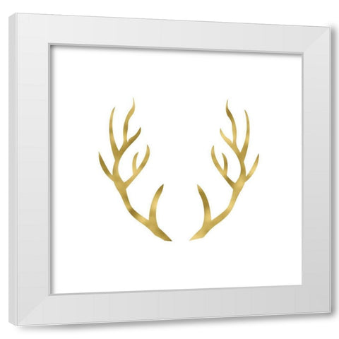 Gold Antlers White Modern Wood Framed Art Print by Moss, Tara