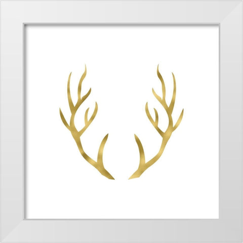 Gold Antlers White Modern Wood Framed Art Print by Moss, Tara