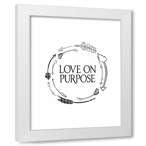 Love on Purpose Wreath White Modern Wood Framed Art Print by Moss, Tara