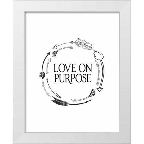 Love on Purpose Wreath White Modern Wood Framed Art Print by Moss, Tara