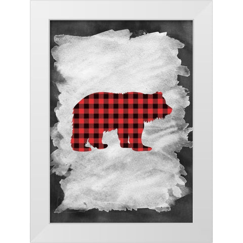 Plaid Bear White Modern Wood Framed Art Print by Moss, Tara