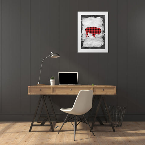 Plaid Buffalo White Modern Wood Framed Art Print by Moss, Tara