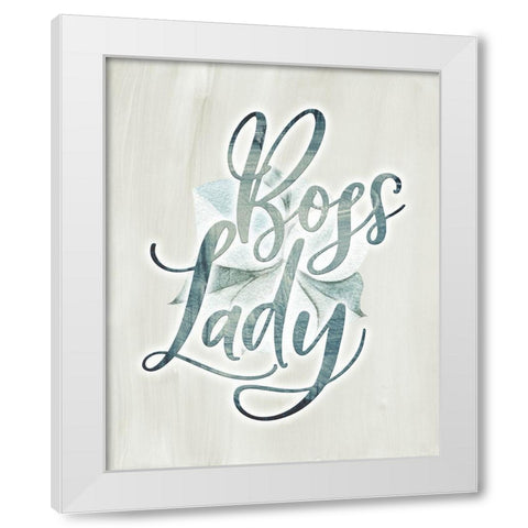 Boss Lady Floral White Modern Wood Framed Art Print by Moss, Tara