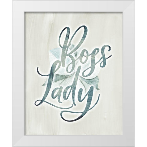 Boss Lady Floral White Modern Wood Framed Art Print by Moss, Tara