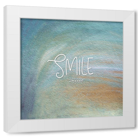 Smile Colorful White Modern Wood Framed Art Print by Moss, Tara