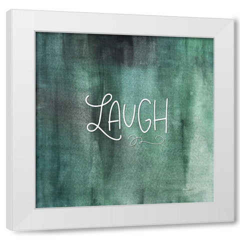 Laugh Green White Modern Wood Framed Art Print by Moss, Tara