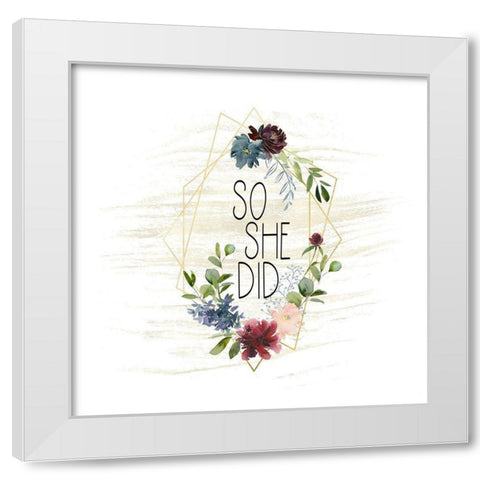 So She Did White Modern Wood Framed Art Print by Moss, Tara