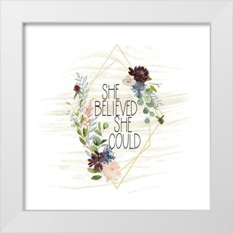 She Believed She Could White Modern Wood Framed Art Print by Moss, Tara