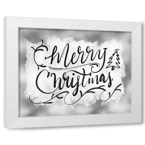 Merry Christmas White Modern Wood Framed Art Print by Moss, Tara