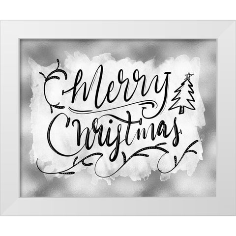 Merry Christmas White Modern Wood Framed Art Print by Moss, Tara