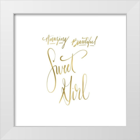 Amazing Beautiful Sweet Girl White Modern Wood Framed Art Print by Moss, Tara