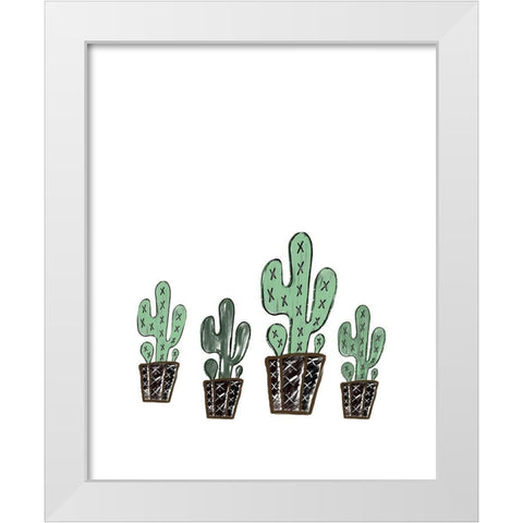 Cactus Set White Modern Wood Framed Art Print by Moss, Tara