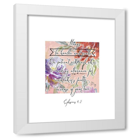 Ephesians 4-2 Box Floral White Modern Wood Framed Art Print by Moss, Tara