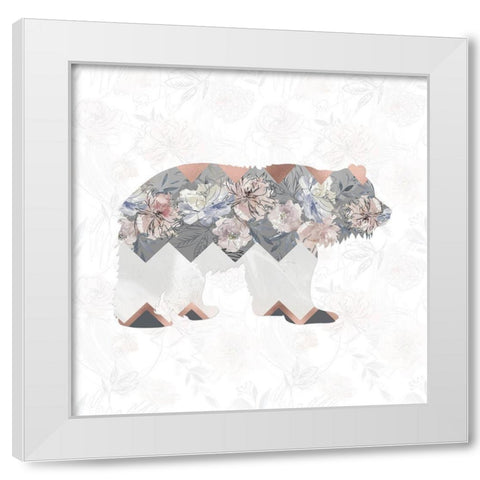 Square Bear White Modern Wood Framed Art Print by Moss, Tara