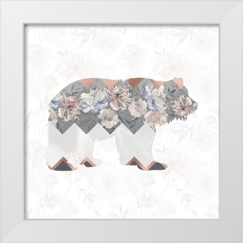 Square Bear White Modern Wood Framed Art Print by Moss, Tara