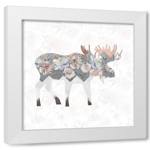 Square Moose White Modern Wood Framed Art Print by Moss, Tara