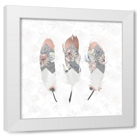 Square Feathers White Modern Wood Framed Art Print by Moss, Tara