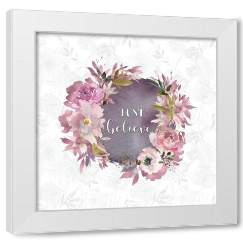 Just Believe White Modern Wood Framed Art Print by Moss, Tara